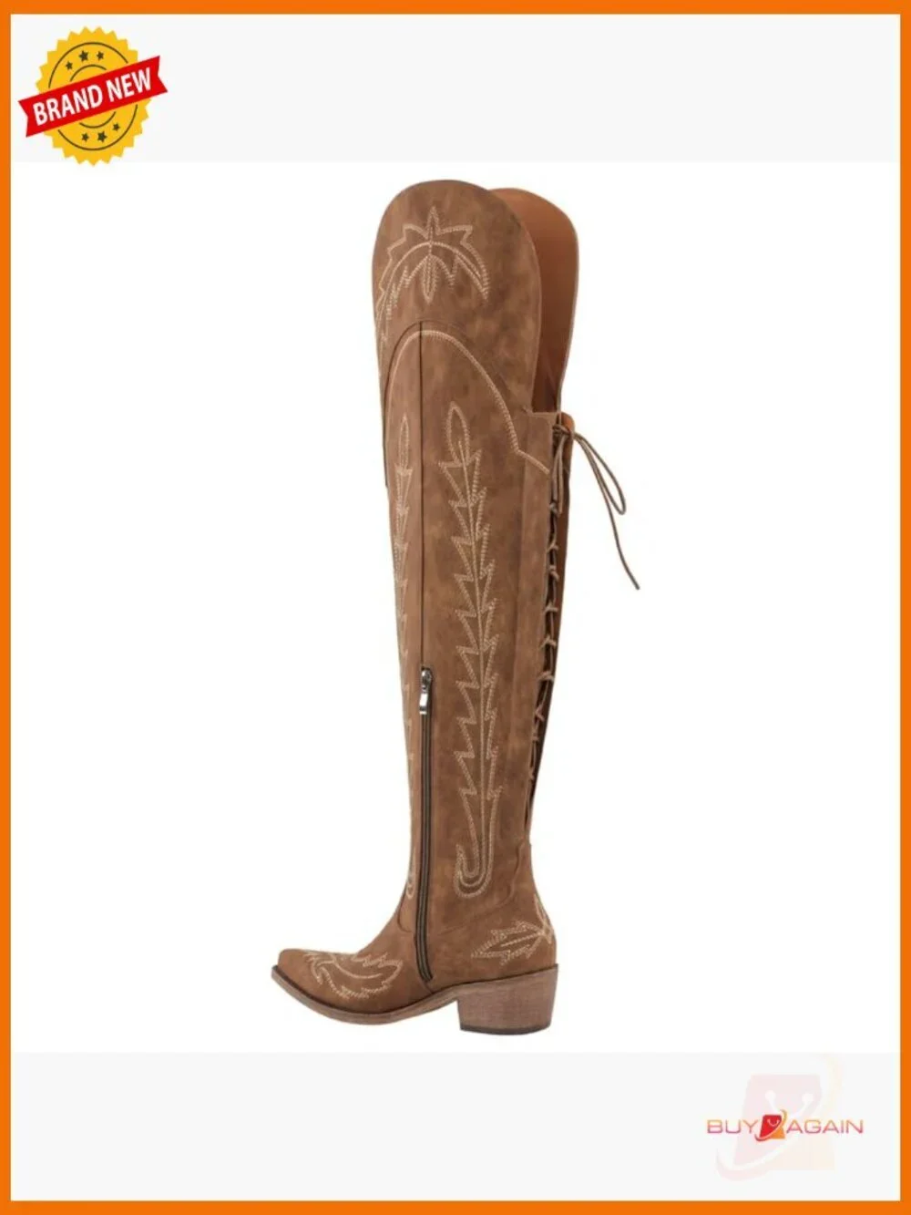 Thigh High Cowboy Boots Wide Calf Embroidered Over The Knee Western Boots